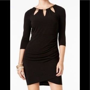 Thalia Sodi black dress with gold embellishment